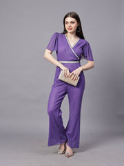 POWERNET CROSS NECK JUMPSUIT WITH BELT VRUFFEL SLEEVE