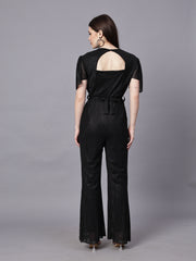 POWERNET CROSS NECK JUMPSUIT WITH BELT VRUFFEL SLEEVE