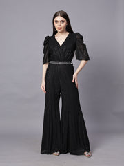 POWERNET CROSS NECK JUMPSUIT WITH BELT