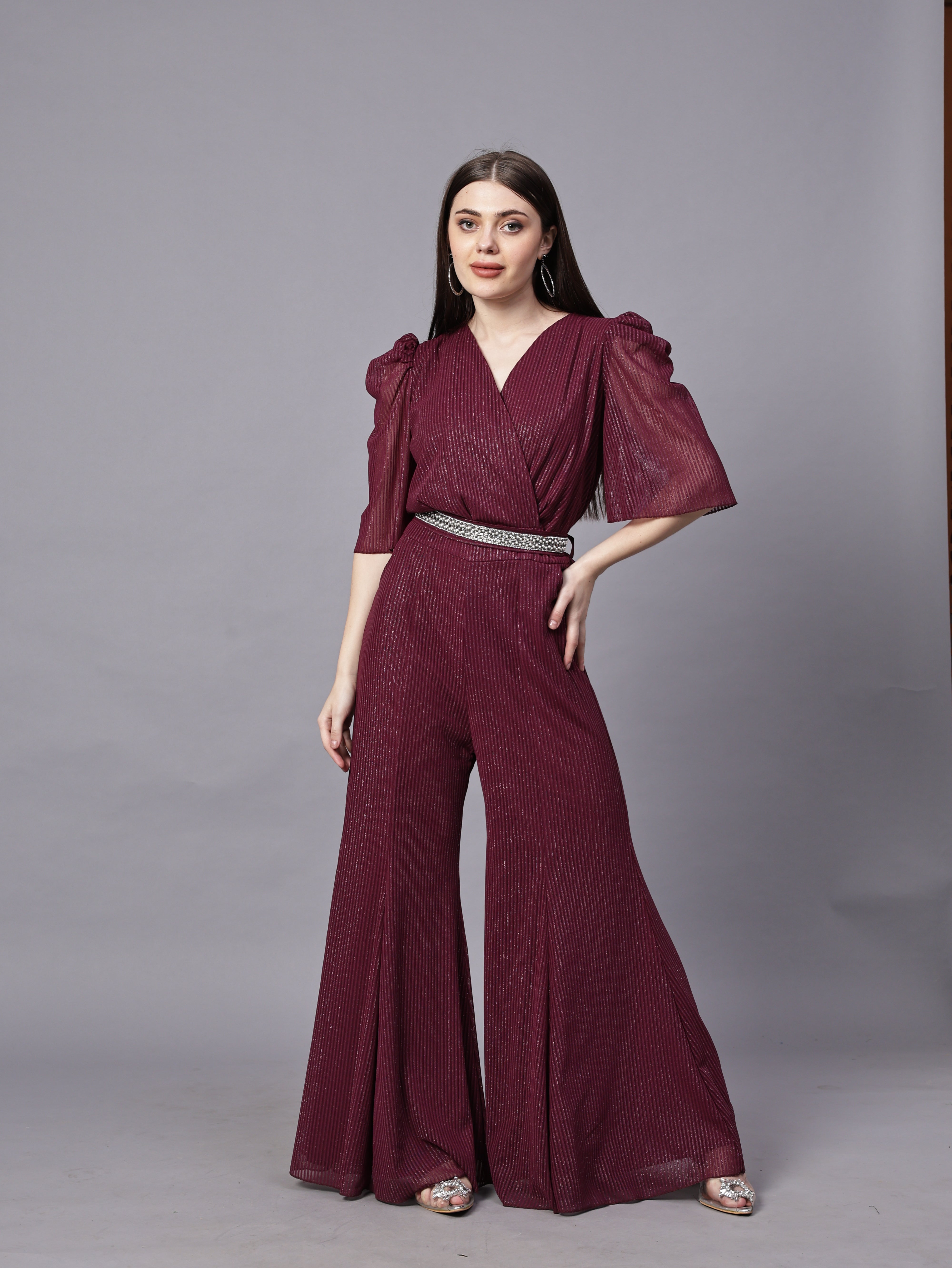 POWERNET CROSS NECK JUMPSUIT WITH BELT