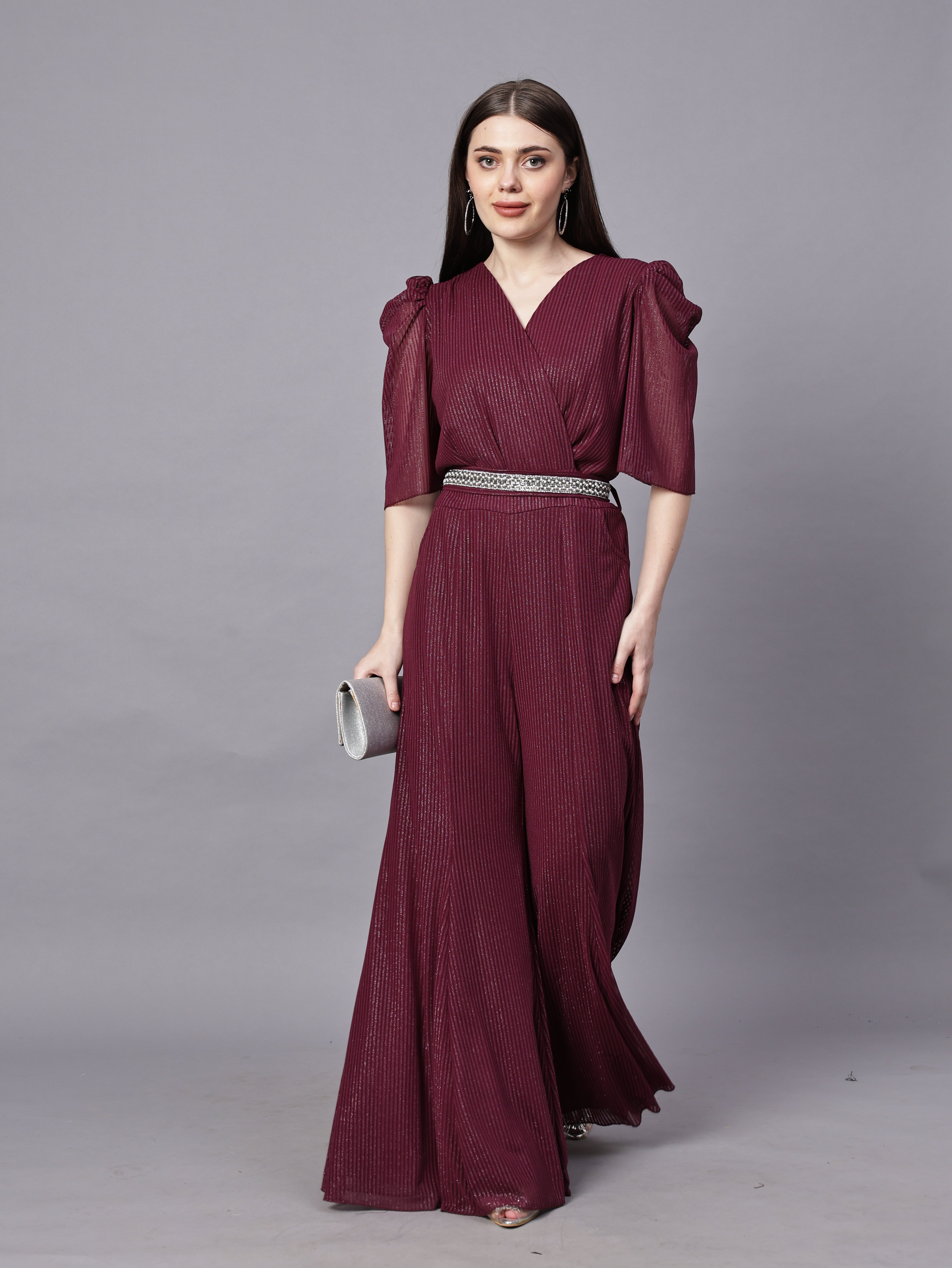 POWERNET CROSS NECK JUMPSUIT WITH BELT