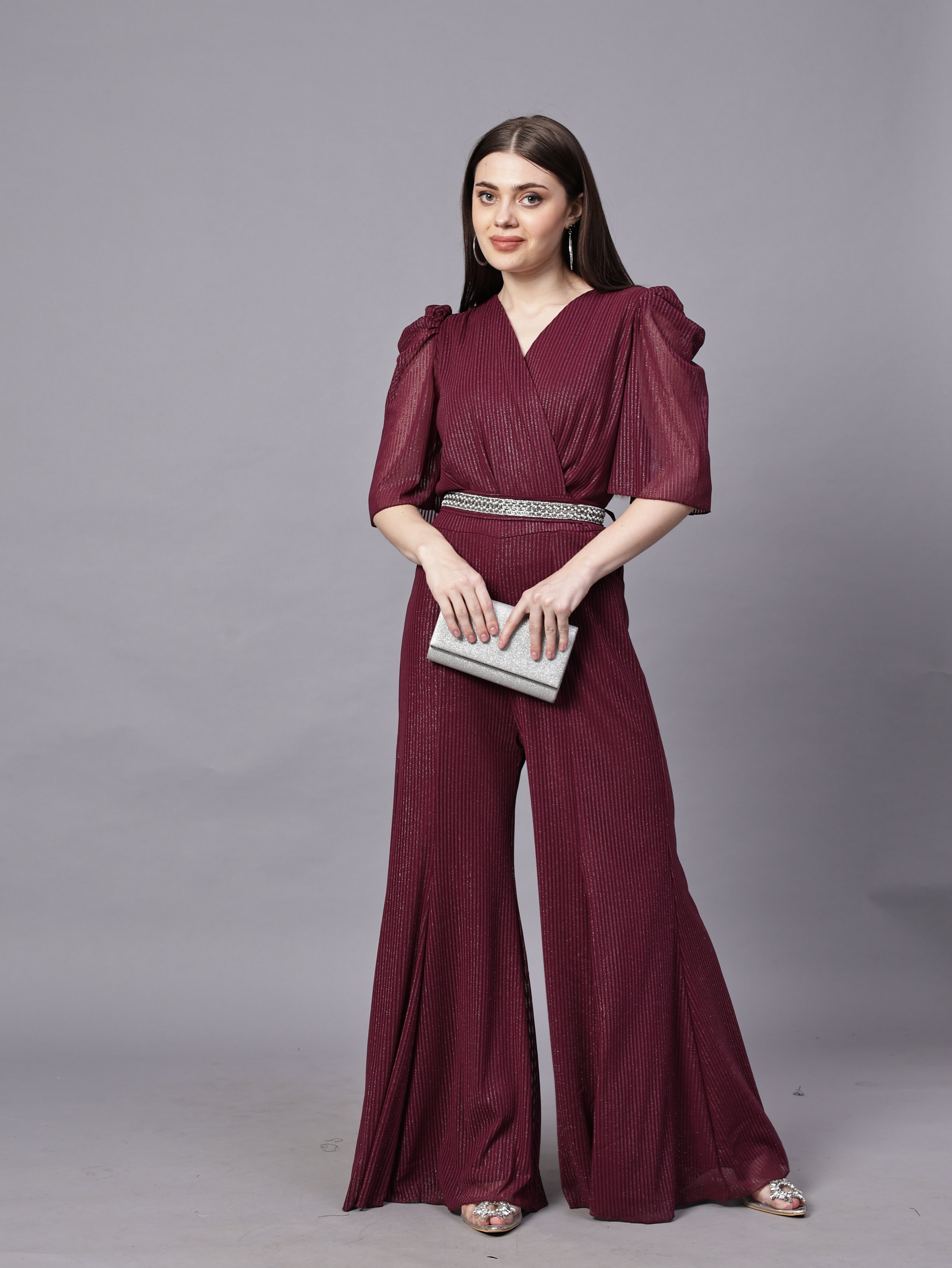 POWERNET CROSS NECK JUMPSUIT WITH BELT