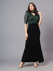 SEQUINCE BODY WITH CRAPE SKIRT CONTRASS GOWN