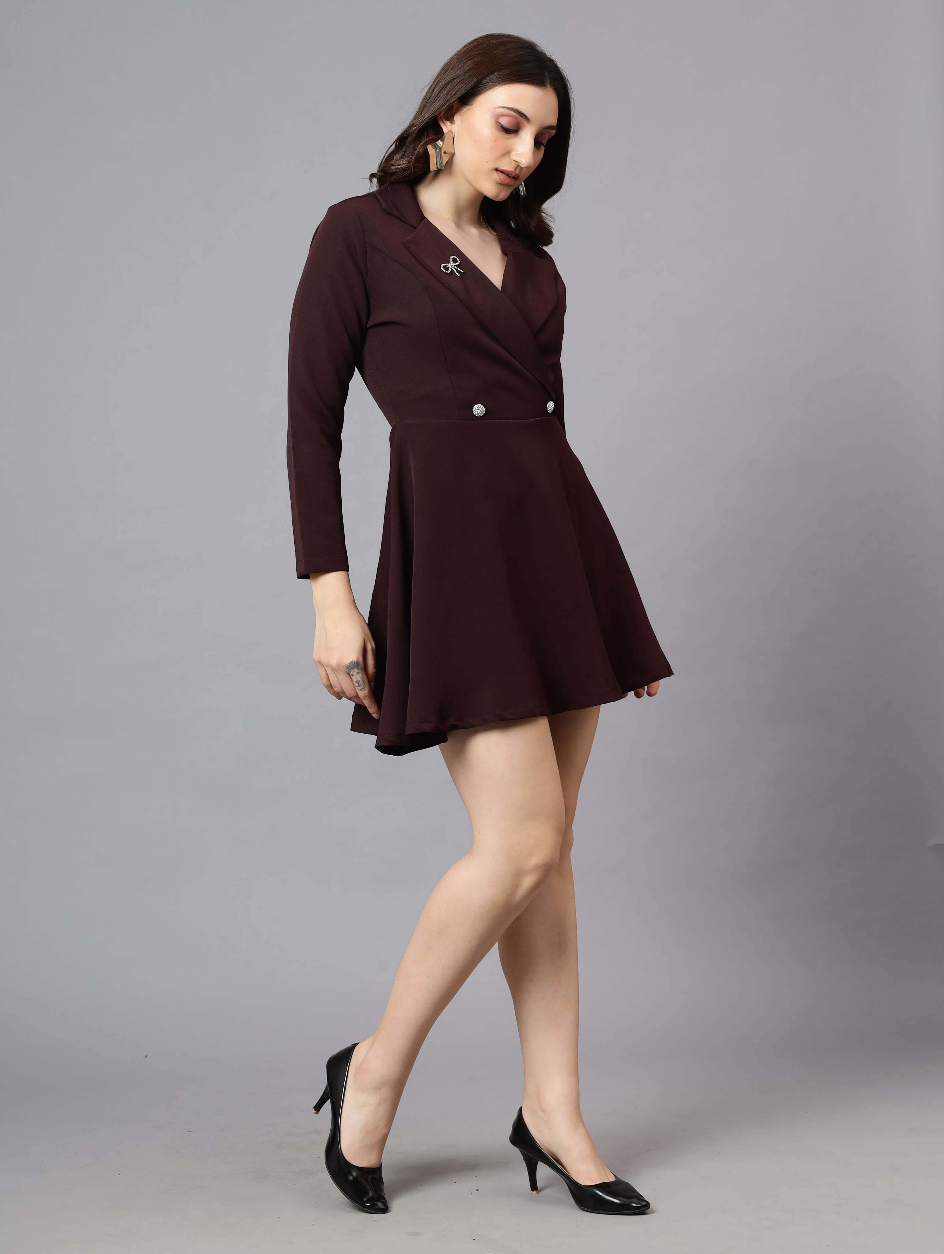 COAT COLLAR FROCK STYLE KNEE LENGTH TUNIC