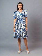 PRINTED RAPRON SIDE KNOT DRESS COMFORT TO WEAR