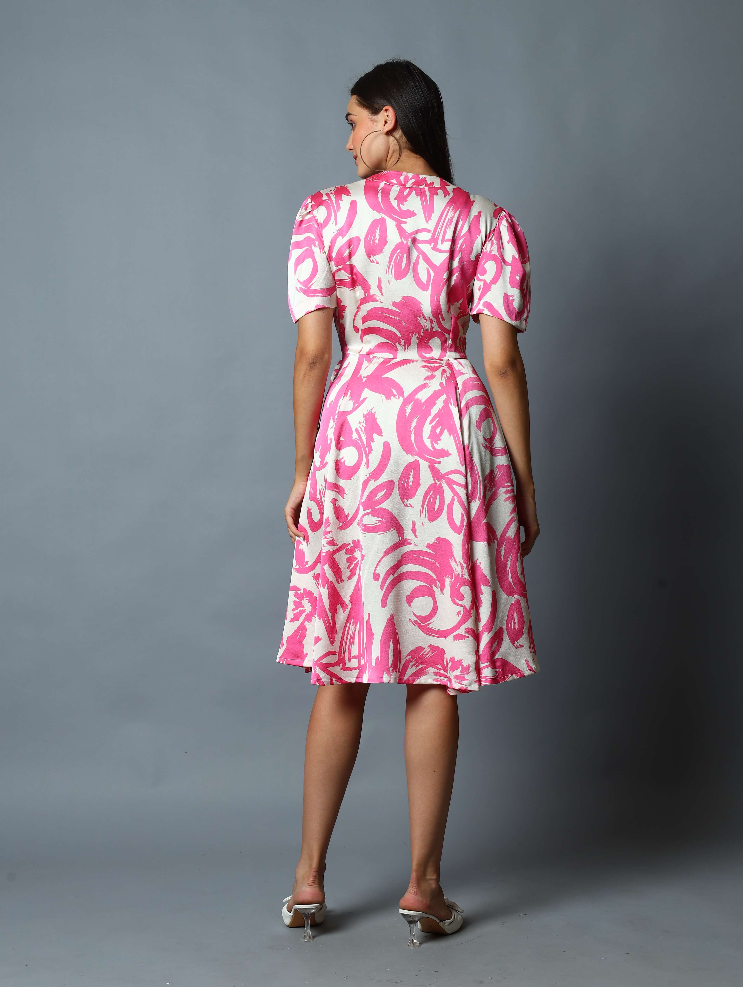 PRINTED RAPRON SIDE KNOT DRESS COMFORT TO WEAR