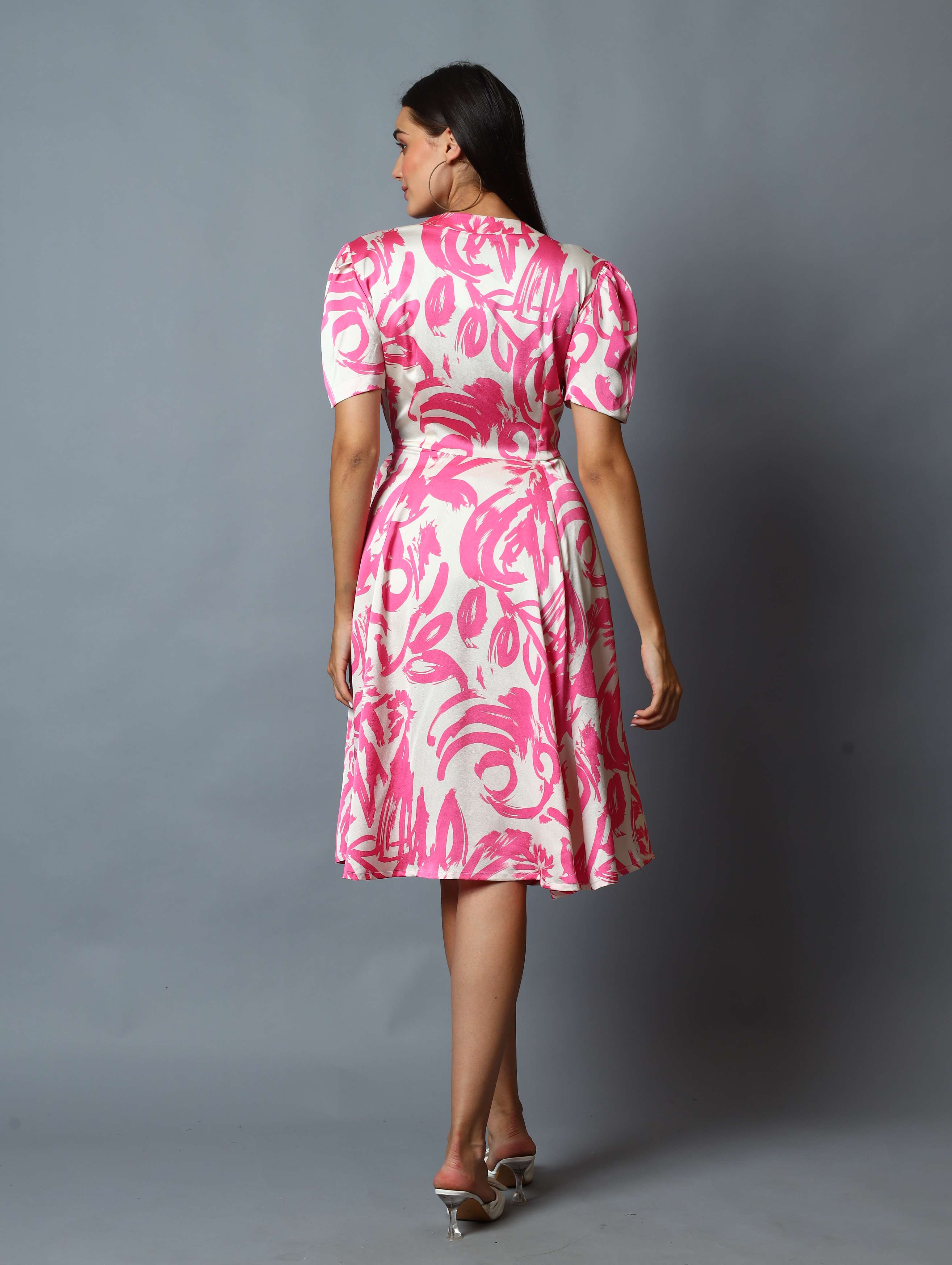 PRINTED RAPRON SIDE KNOT DRESS COMFORT TO WEAR