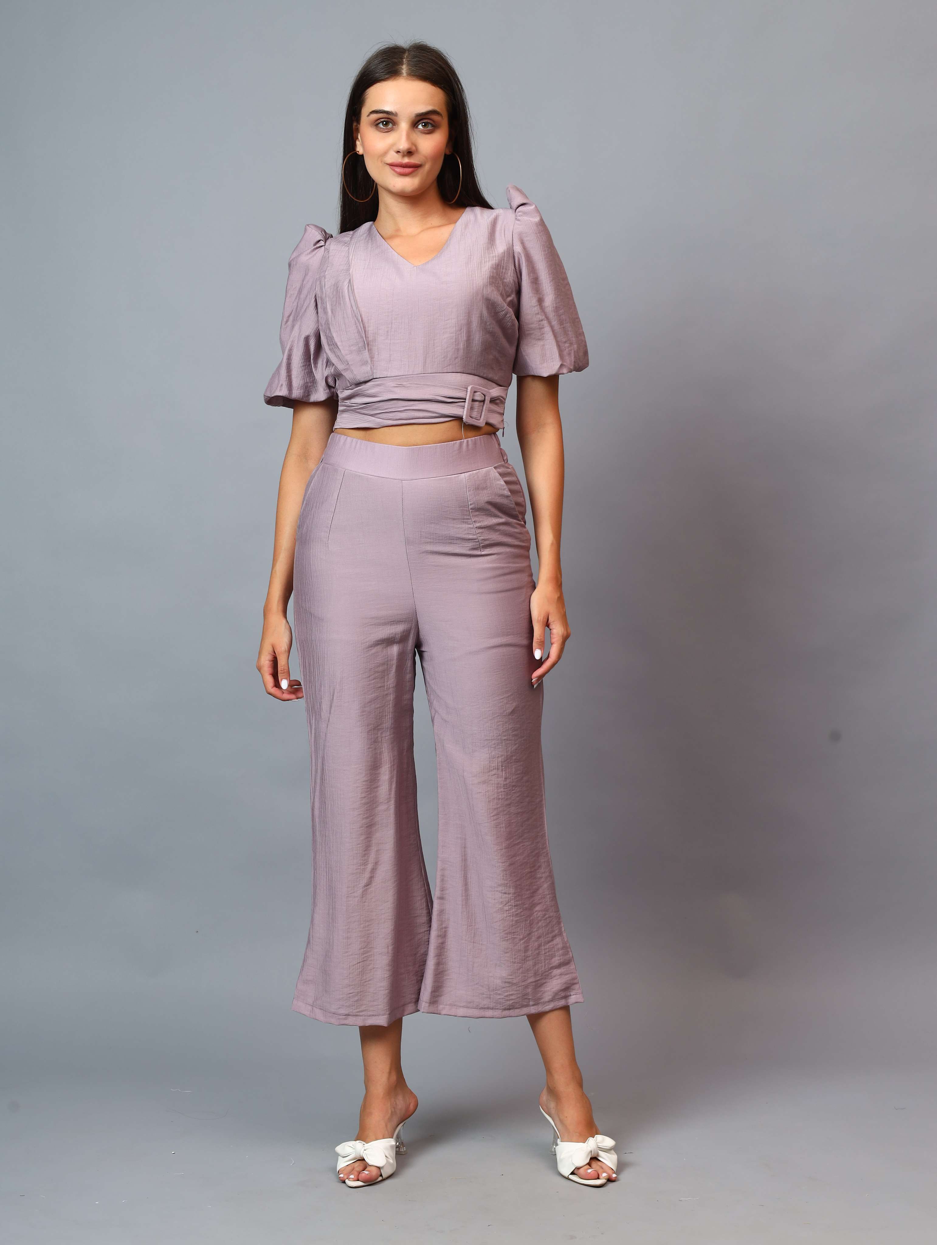 CROP TOP WITH ATTACH BUCKLE AND PANT