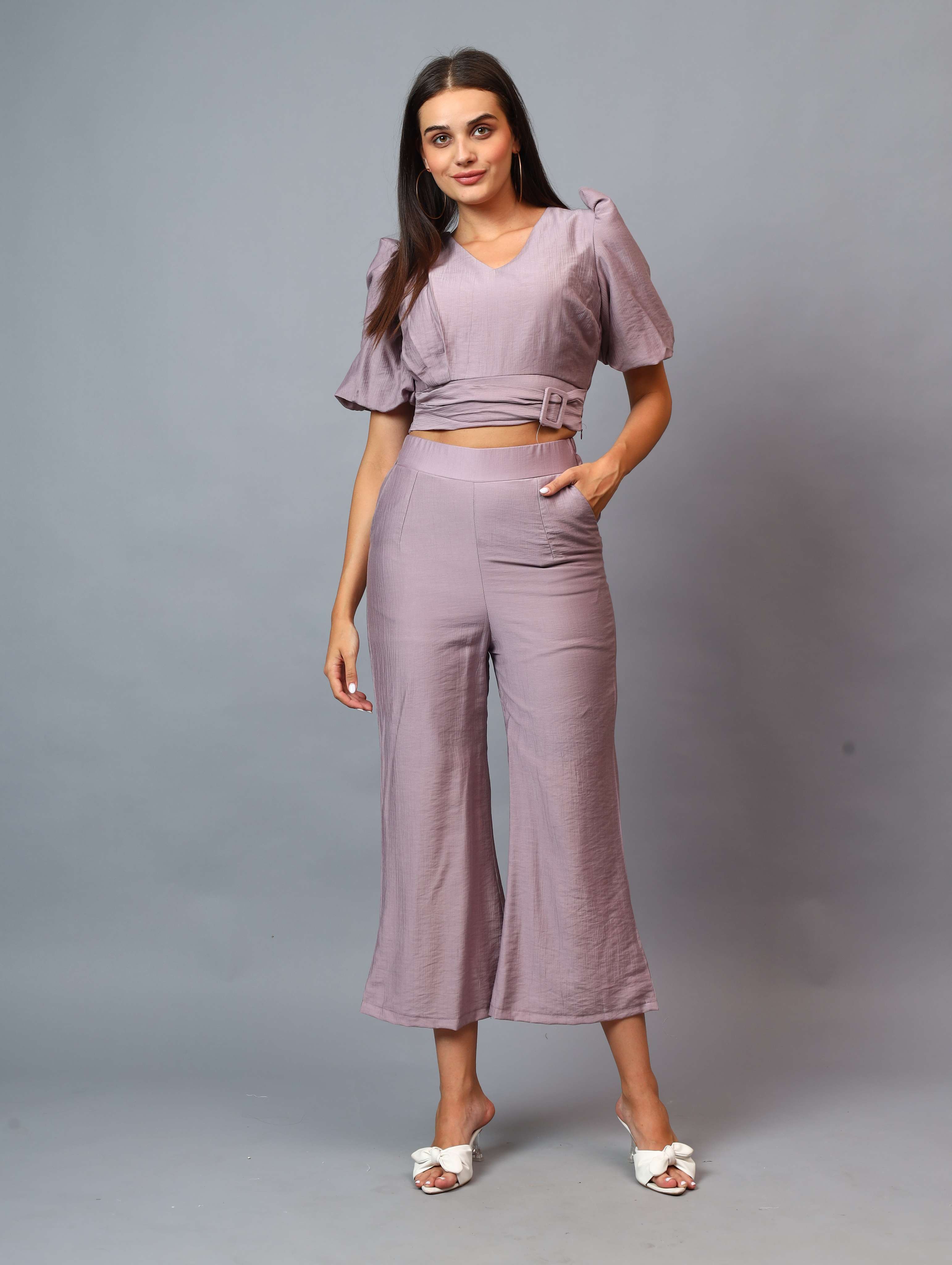 CROP TOP WITH ATTACH BUCKLE AND PANT