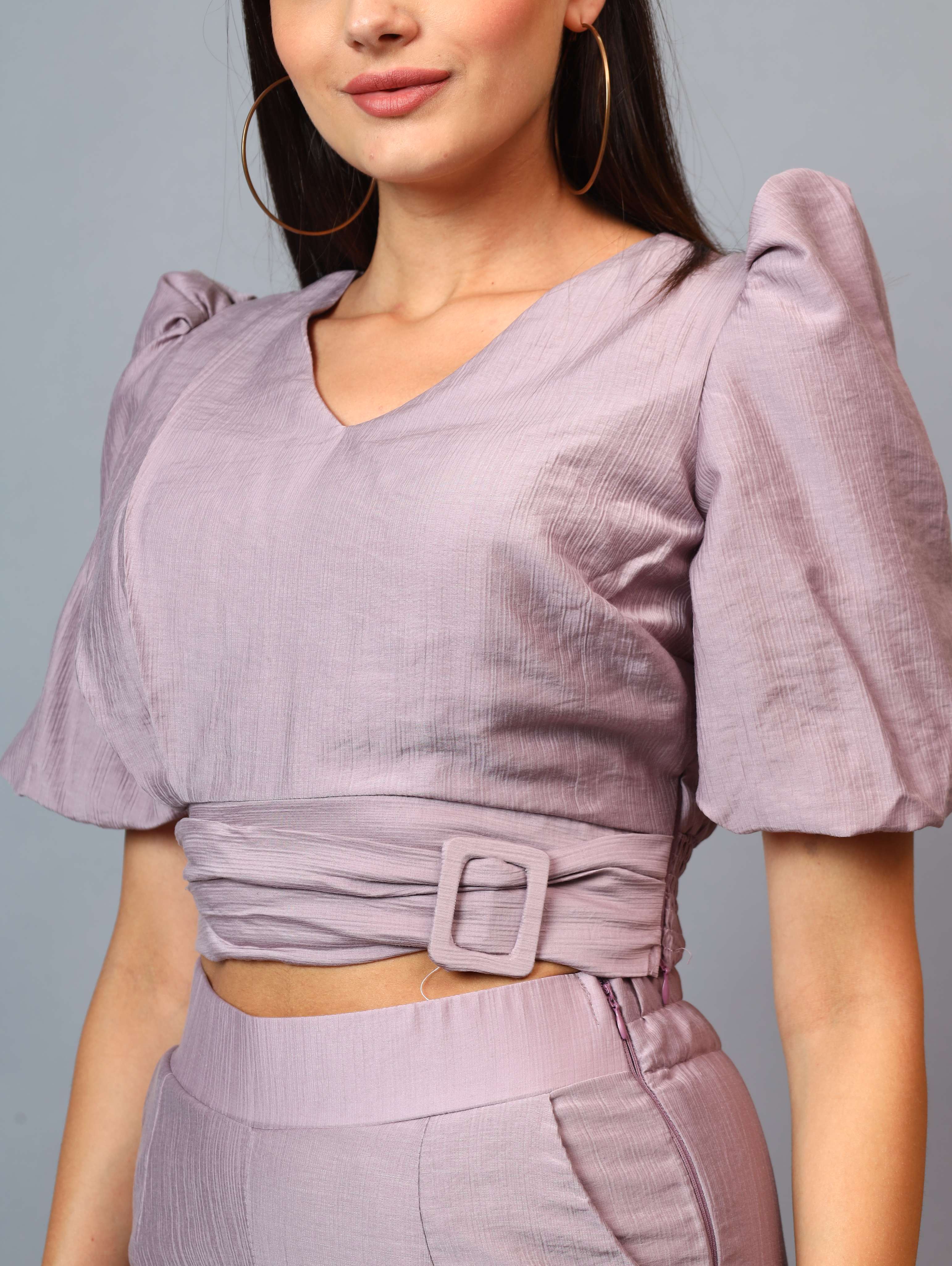 CROP TOP WITH ATTACH BUCKLE AND PANT