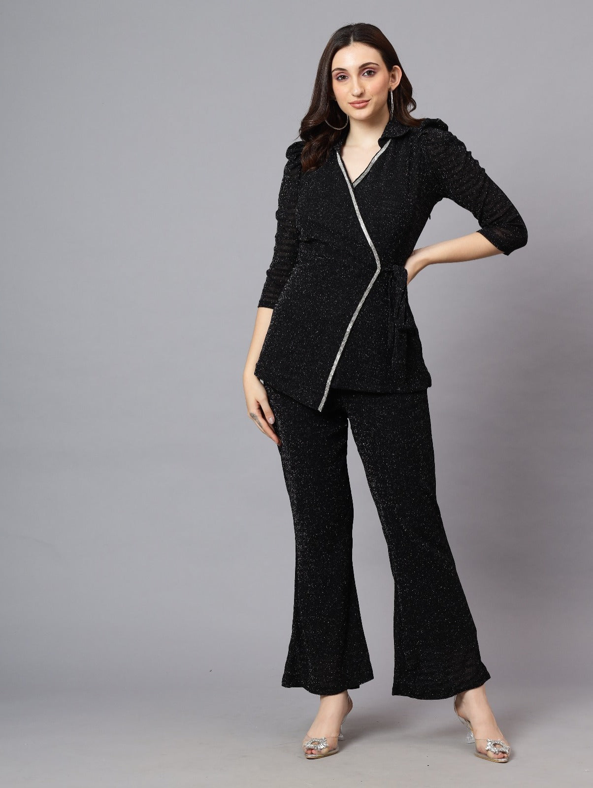 POWER NET HIP COVER LENGTH TOP AND PANT AND BEAUTIFUL TAPE DEATILING