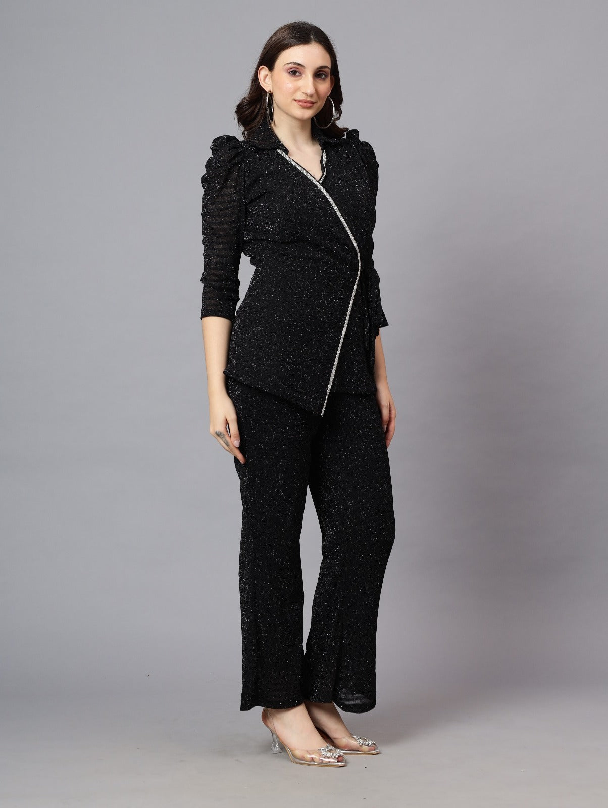 POWER NET HIP COVER LENGTH TOP AND PANT AND BEAUTIFUL TAPE DEATILING